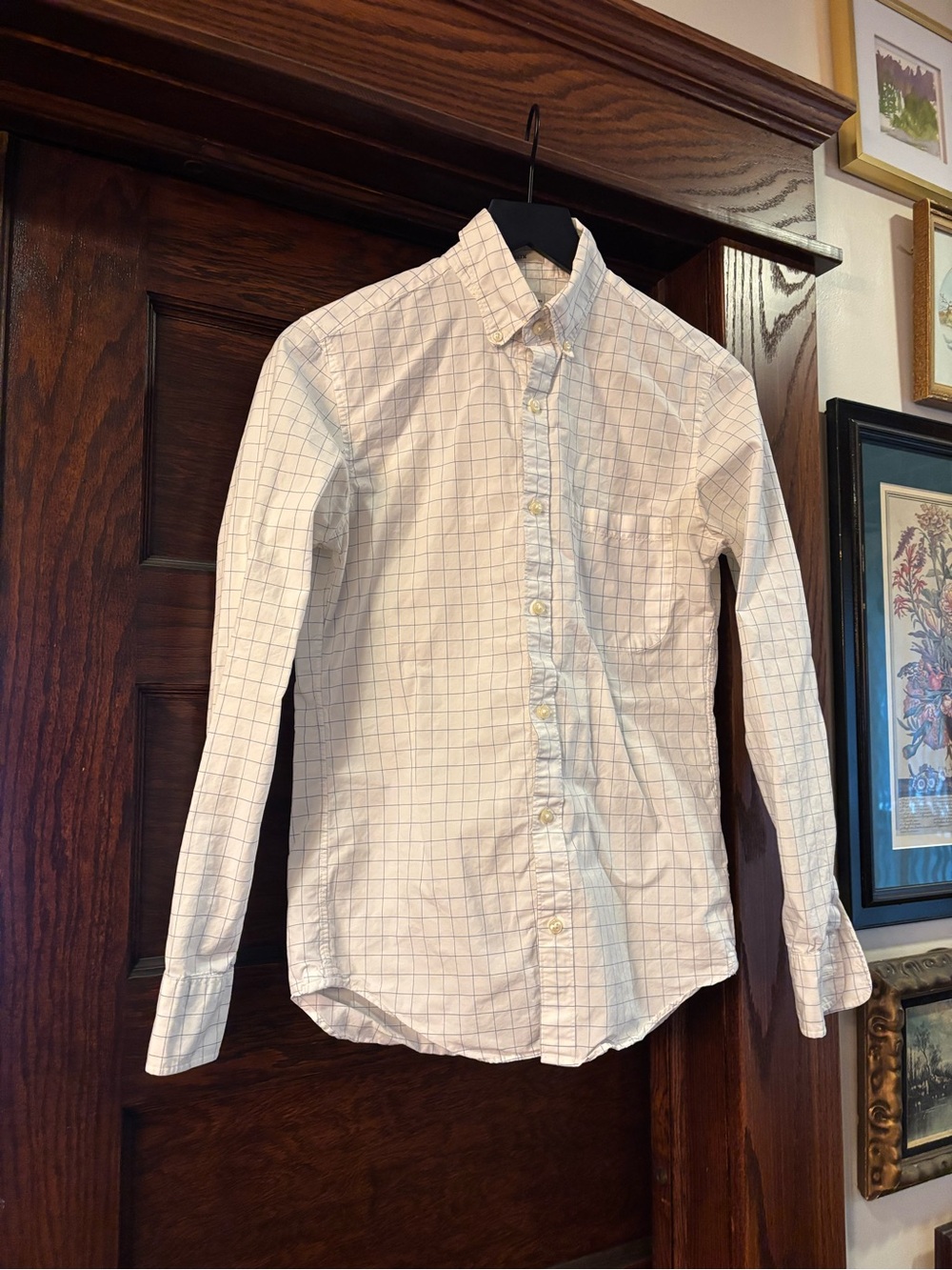 J.Crew Men's White Button-Down Grid Shirt
